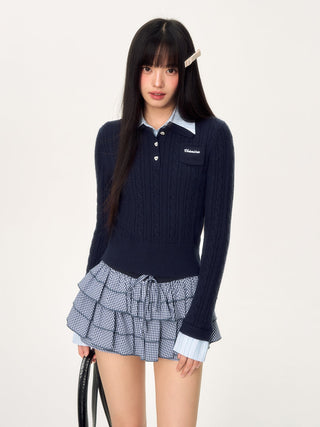 [WEEKH] striped collar top
