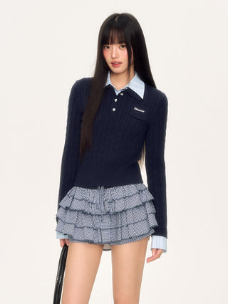 [WEEKH] striped collar top