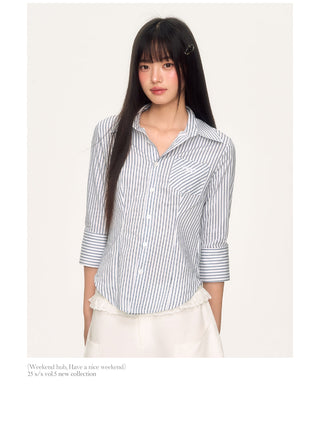 [WEEKH] striped slim shirt