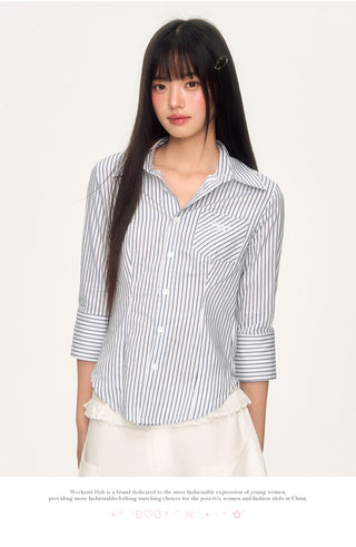 [WEEKH] striped slim shirt