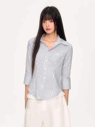 [WEEKH] striped slim shirt