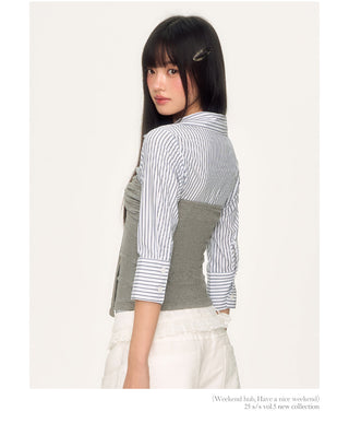 [WEEKH] striped slim shirt