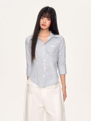 [WEEKH] striped slim shirt