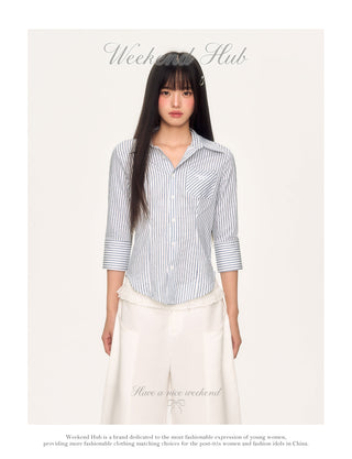 [WEEKH] striped slim shirt