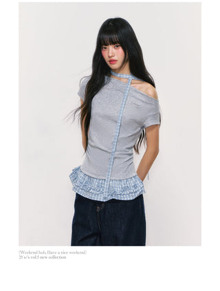 [WEEKH] plaid ruffled top