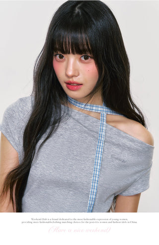 [WEEKH] plaid ruffled top
