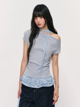 [WEEKH] plaid ruffled top