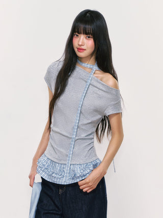 [WEEKH] plaid ruffled top