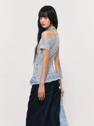 [WEEKH] plaid ruffled top