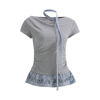 [WEEKH] plaid ruffled top