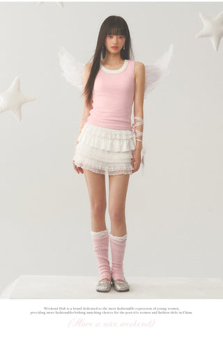 [WEEKH] Pink lace vest