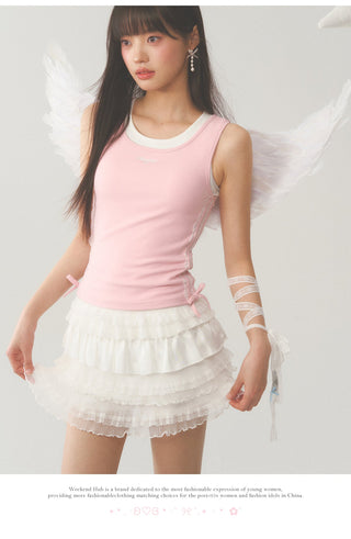 [WEEKH] Pink lace vest
