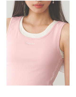 [WEEKH] Pink lace vest