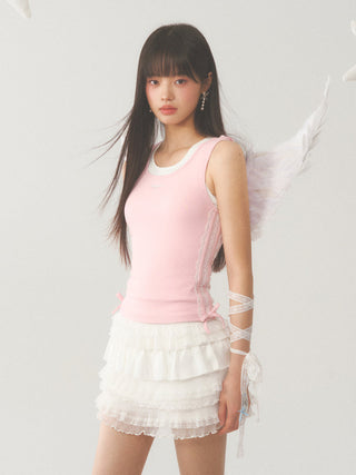 [WEEKH] Pink lace vest