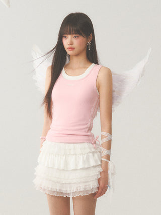 [WEEKH] Pink lace vest
