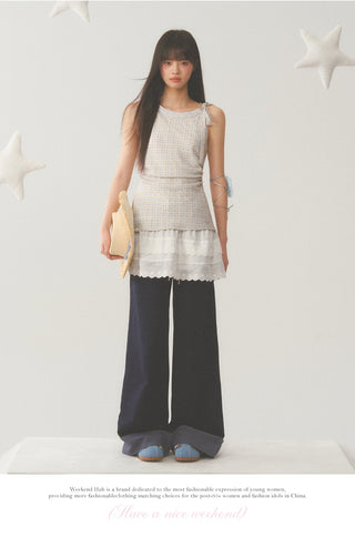 [WEEKH] Plaid lace dress