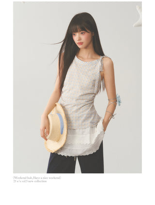 [WEEKH] Plaid lace dress