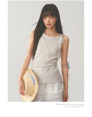 [WEEKH] Plaid lace dress