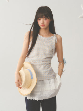 [WEEKH] Plaid lace dress
