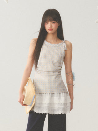 [WEEKH] Plaid lace dress