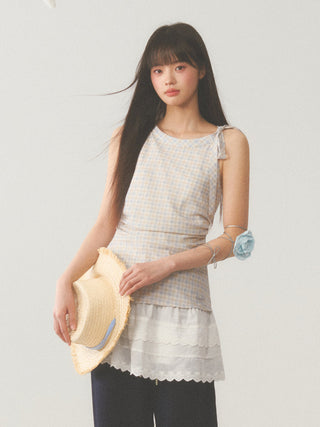 [WEEKH] Plaid lace dress