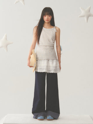 [WEEKH] Plaid lace dress