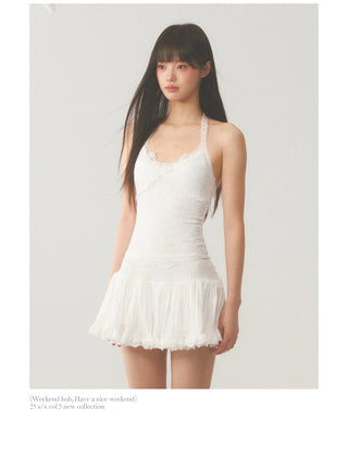[WEEKH] Lace halter vest