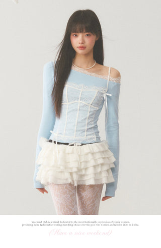 [WEEKH] Oblique shoulder top