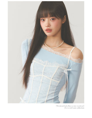 [WEEKH] Oblique shoulder top