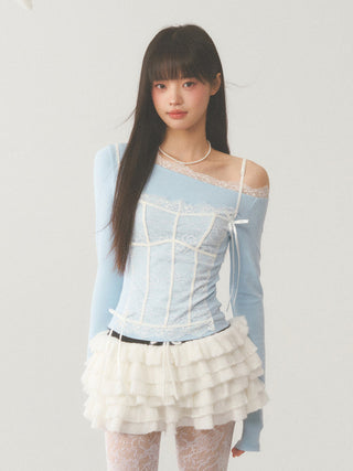 [WEEKH] Oblique shoulder top