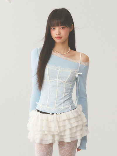 [WEEKH] Oblique shoulder top