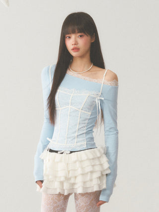 [WEEKH] Oblique shoulder top