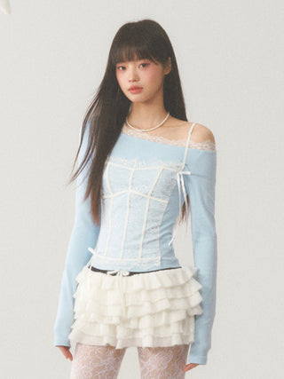 [WEEKH] Oblique shoulder top
