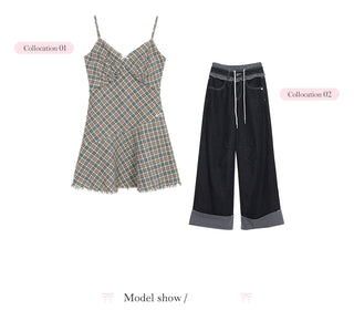 [WEEKH] Plaid sling dress