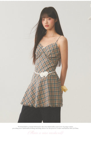 [WEEKH] Plaid sling dress