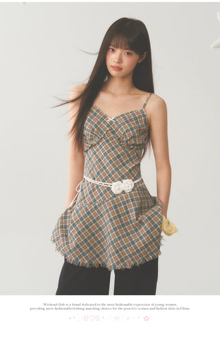 [WEEKH] Plaid sling dress