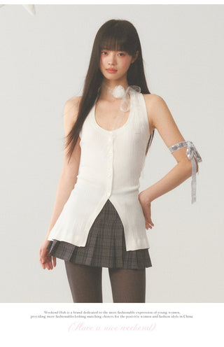 [WEEKH] White slim vest