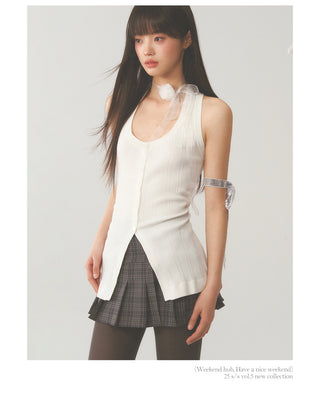 [WEEKH] White slim vest