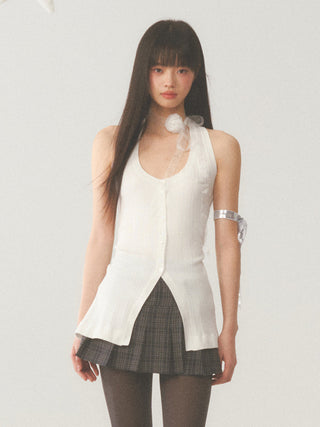 [WEEKH] White slim vest