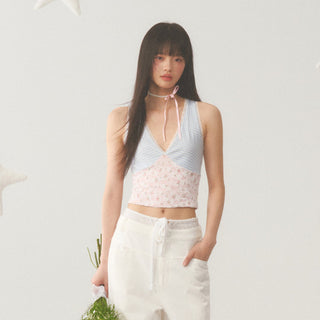 [WEEKH] Plaid lace camisole