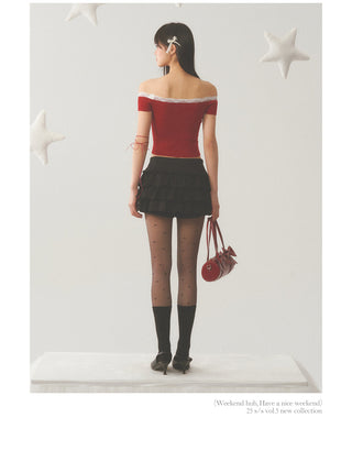 [WEEKH] Red off-shoulder tee