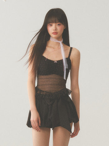 [WEEKH] Black lace cami