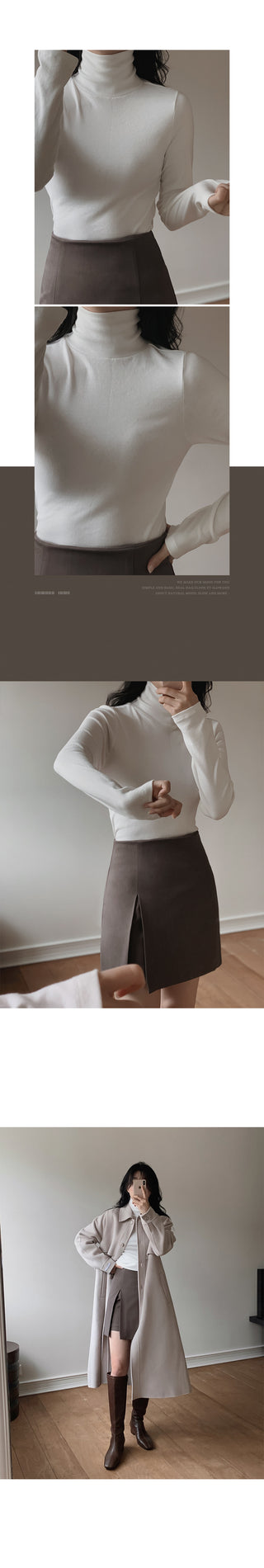 (Slim Fit/Basic Fit) Turtleneck T-Shirt - 7 Colors