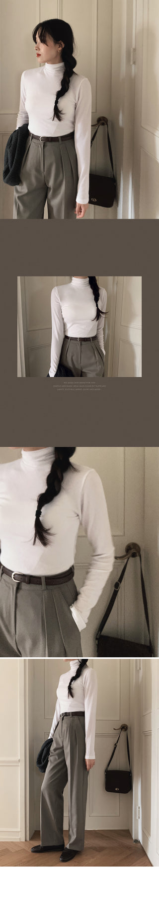 (Slim Fit/Basic Fit) Turtleneck T-Shirt - 7 Colors