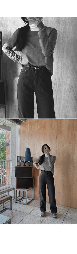 (Slim Fit/Basic Fit) Turtleneck T-Shirt - 7 Colors