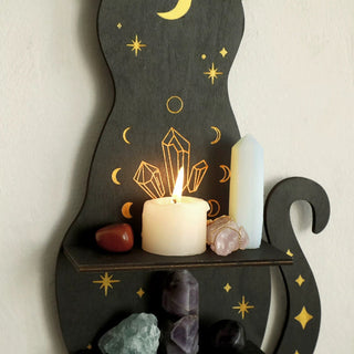 Black Cat Wooden Shelf