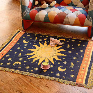 Celestial Sun and Moon Woven Blanket
