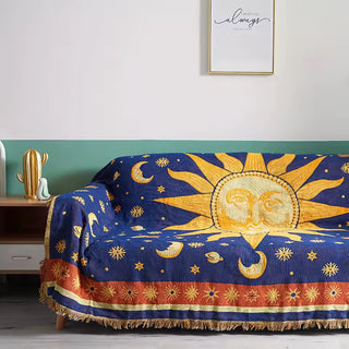 Celestial Sun and Moon Woven Blanket