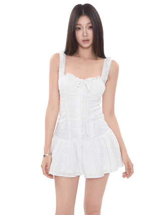 white suspender dress skirt