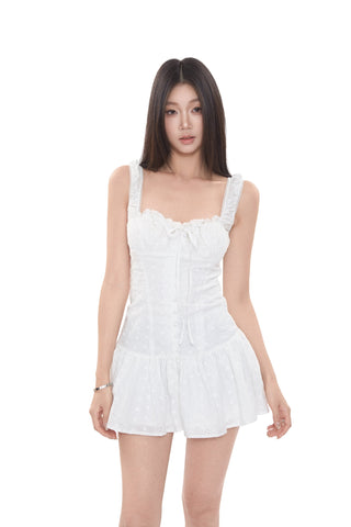 white suspender dress skirt